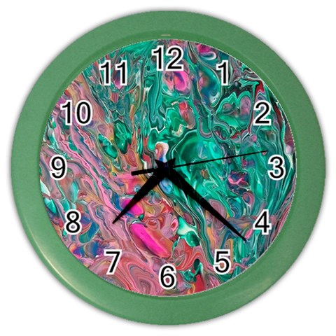 Green Pour Color Wall Clock from ArtsNow.com Front