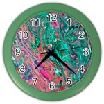 Green Pour Color Wall Clock