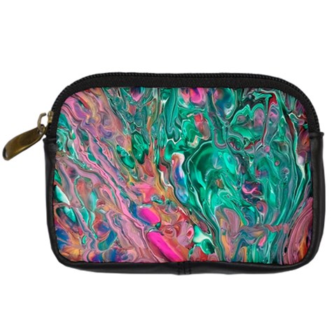 Green Pour Digital Camera Leather Case from ArtsNow.com Front