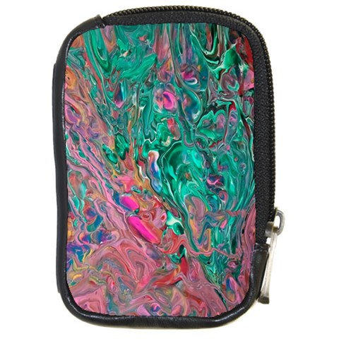 Green Pour Compact Camera Leather Case from ArtsNow.com Front