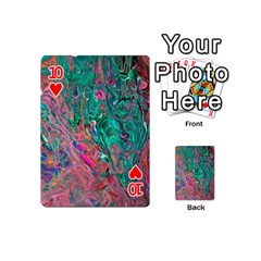 Green Pour Playing Cards 54 Designs (Mini) from ArtsNow.com Front - Heart10
