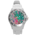 Green Pour Round Plastic Sport Watch (L)