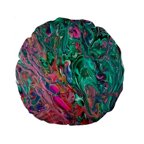Green Pour Standard 15  Premium Round Cushions from ArtsNow.com Front