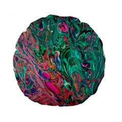 Green Pour Standard 15  Premium Round Cushions from ArtsNow.com Front