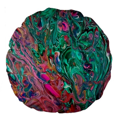 Green Pour Large 18  Premium Round Cushions from ArtsNow.com Front