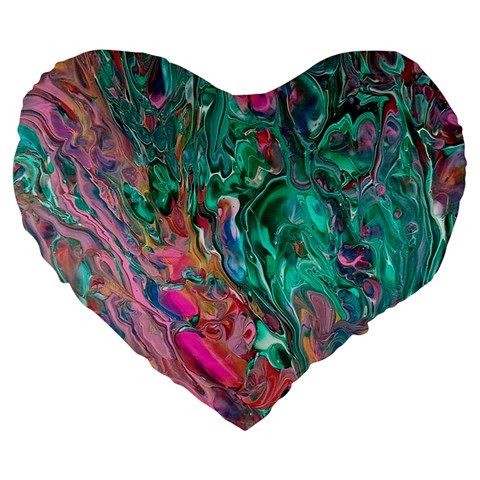 Green Pour Large 19  Premium Heart Shape Cushions from ArtsNow.com Front