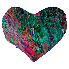 Green Pour Large 19  Premium Heart Shape Cushions from ArtsNow.com Back