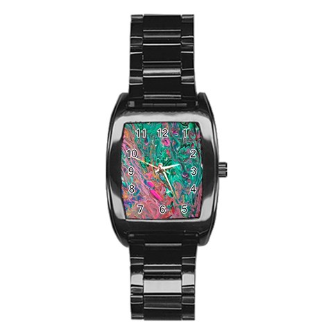 Green Pour Stainless Steel Barrel Watch from ArtsNow.com Front