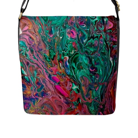 Green Pour Flap Closure Messenger Bag (L) from ArtsNow.com Front