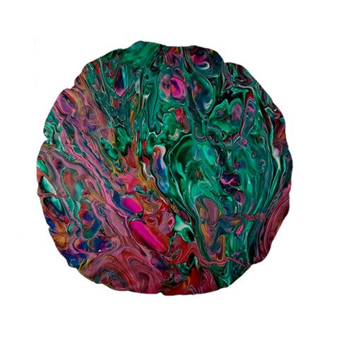 Green Pour Standard 15  Premium Flano Round Cushions from ArtsNow.com Front
