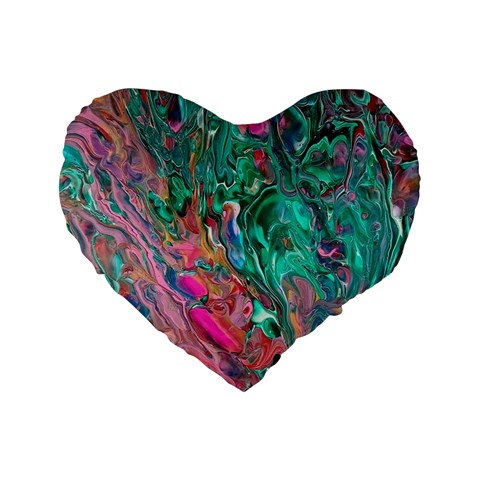Green Pour Standard 16  Premium Flano Heart Shape Cushions from ArtsNow.com Front