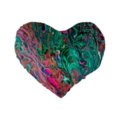 Green Pour Standard 16  Premium Flano Heart Shape Cushions from ArtsNow.com Front