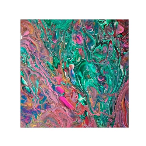 Green Pour 30  x 30  Large Square Satin Scarf from ArtsNow.com Front