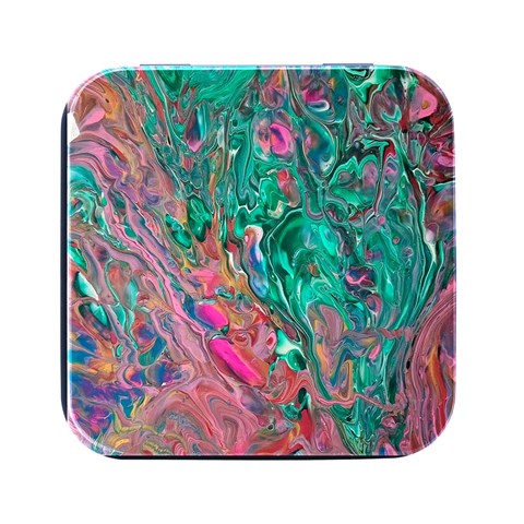 Green Pour Square Metal Box (Black) from ArtsNow.com Front