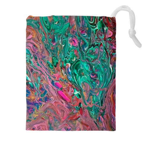 Green Pour Drawstring Pouch (4XL) from ArtsNow.com Front