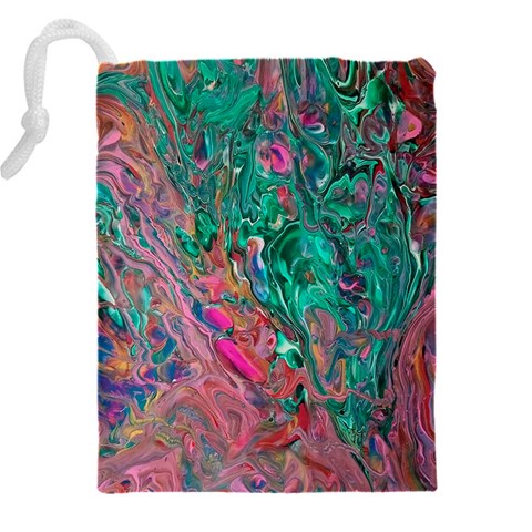 Green Pour Drawstring Pouch (4XL) from ArtsNow.com Back