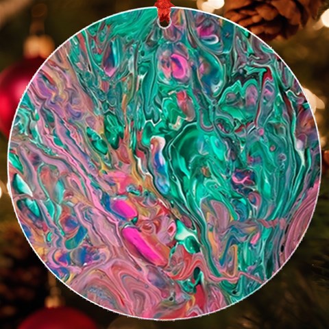 Green Pour UV Print Acrylic Ornament Round from ArtsNow.com Front
