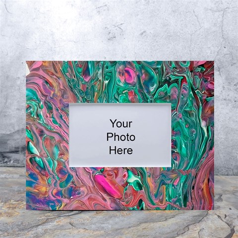 Green Pour White Tabletop Photo Frame 4 x6  from ArtsNow.com Front