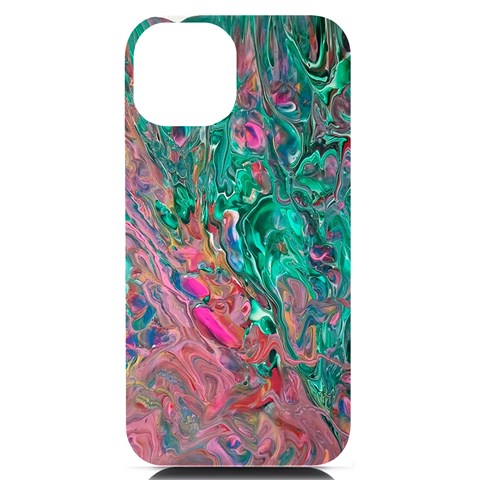 Green Pour iPhone 14 Black UV Print PC Hardshell Case from ArtsNow.com Front