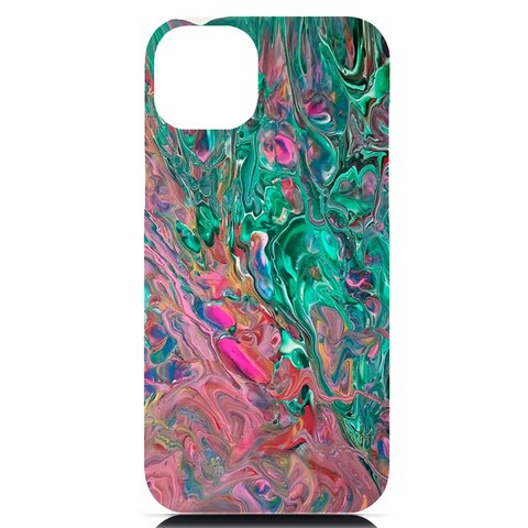 Green Pour iPhone 14 Plus Black UV Print PC Hardshell Case from ArtsNow.com Front
