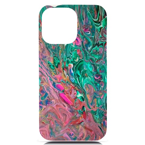 Green Pour iPhone 14 Pro Max Black UV Print PC Hardshell Case from ArtsNow.com Front