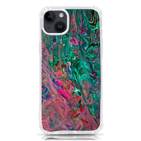 Green Pour iPhone 14 Plus TPU UV Print Case from ArtsNow.com Front