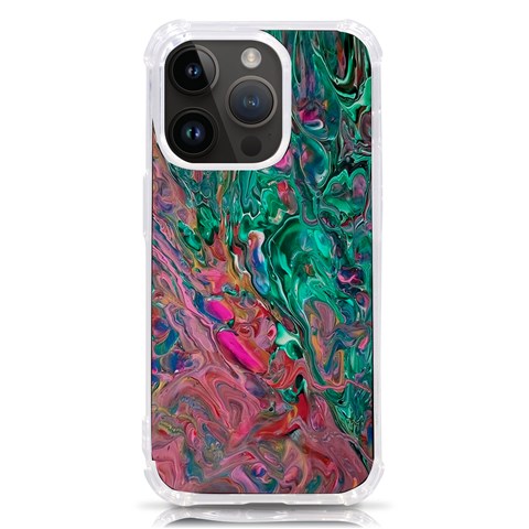 Green Pour iPhone 14 Pro TPU UV Print Case from ArtsNow.com Front