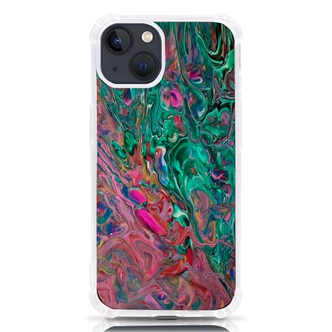 Green Pour iPhone 13 TPU UV Print Case from ArtsNow.com Front