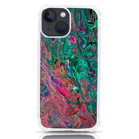 Green Pour iPhone 13 mini TPU UV Print Case from ArtsNow.com Front