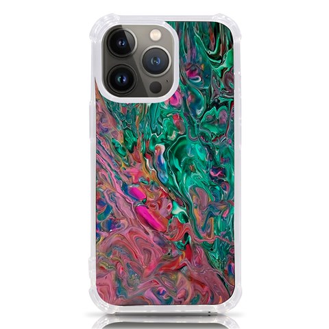 Green Pour iPhone 13 Pro TPU UV Print Case from ArtsNow.com Front