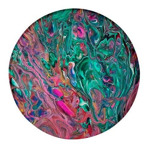 Green Pour Round Glass Fridge Magnet (4 pack) from ArtsNow.com Front