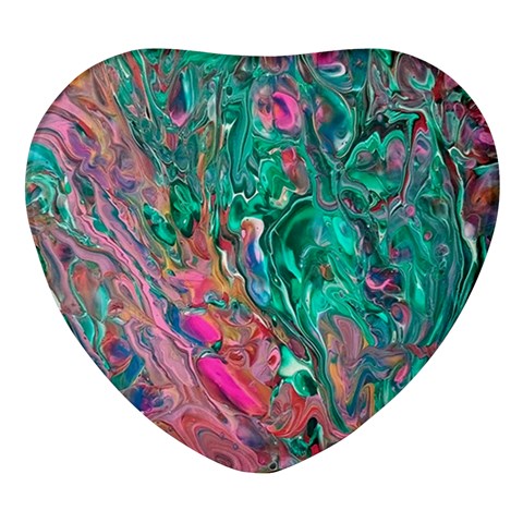 Green Pour Heart Glass Fridge Magnet (4 pack) from ArtsNow.com Front