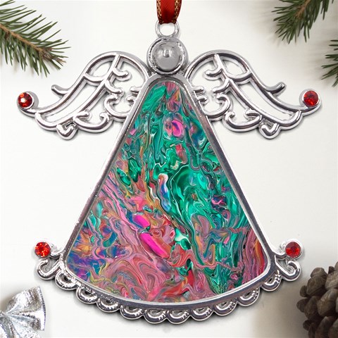 Green Pour Metal Angel with Crystal Ornament from ArtsNow.com Front