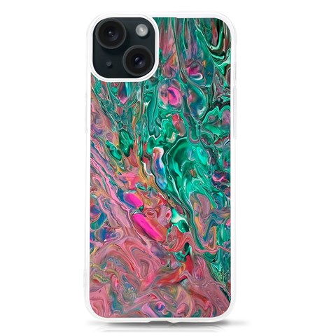 Green Pour iPhone 15 TPU UV Print Case from ArtsNow.com Front