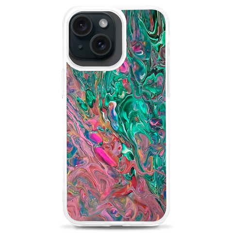 Green Pour iPhone 15 Plus TPU UV Print Case from ArtsNow.com Front