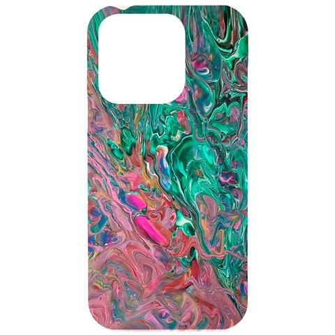 Green Pour iPhone 15 Pro Black UV Print PC Hardshell Case from ArtsNow.com Front