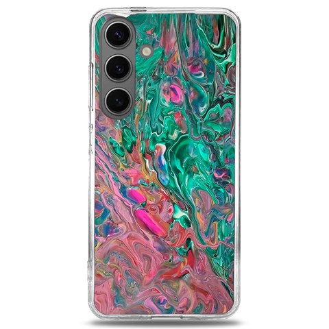 Green Pour Samsung Galaxy S24 6.2 Inch TPU UV Case from ArtsNow.com Front