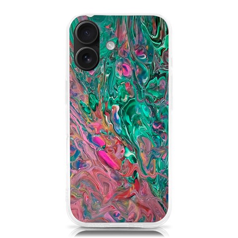 Green Pour iPhone 16 TPU UV Print Case from ArtsNow.com Front