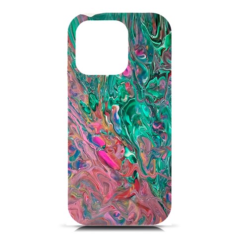 Green Pour iPhone 16 Pro Black UV Print PC Hardshell Case from ArtsNow.com Front