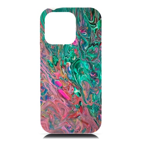 Green Pour iPhone 16 Pro Max Black UV Print PC Hardshell Case from ArtsNow.com Front