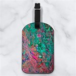 Green Pour Nappa Leather Luggage Tag Rectangle