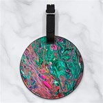 Green Pour Nappa Leather Luggage Tag Round