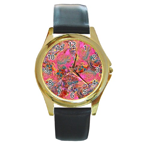 Collage  Round Gold Metal Watch from ArtsNow.com Front