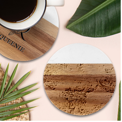 Collage  Marble Wood Coaster (Round) from ArtsNow.com Front