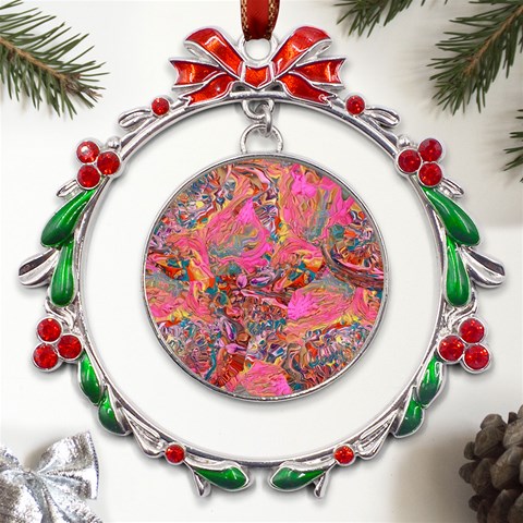 Collage  Metal X mas Wreath Ribbon Ornament from ArtsNow.com Front
