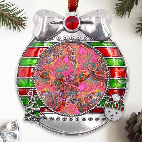 Collage  Metal X Mas Ribbon With Red Crystal Round Ornament from ArtsNow.com Front