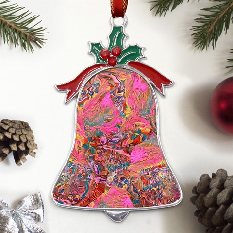 Collage  Metal Holly Leaf Bell Ornament from ArtsNow.com Front