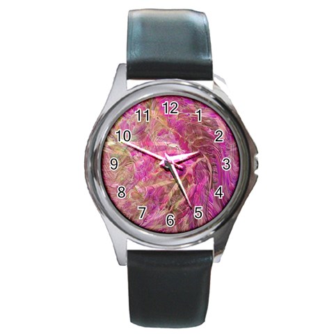 Pink blend Round Metal Watch from ArtsNow.com Front