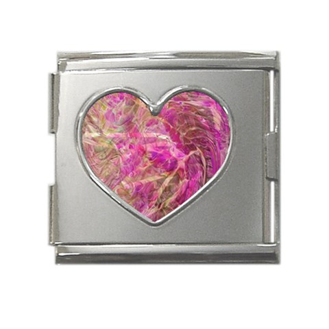 Pink blend Mega Link Heart Italian Charm (18mm) from ArtsNow.com Front