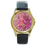 Pink blend Round Gold Metal Watch